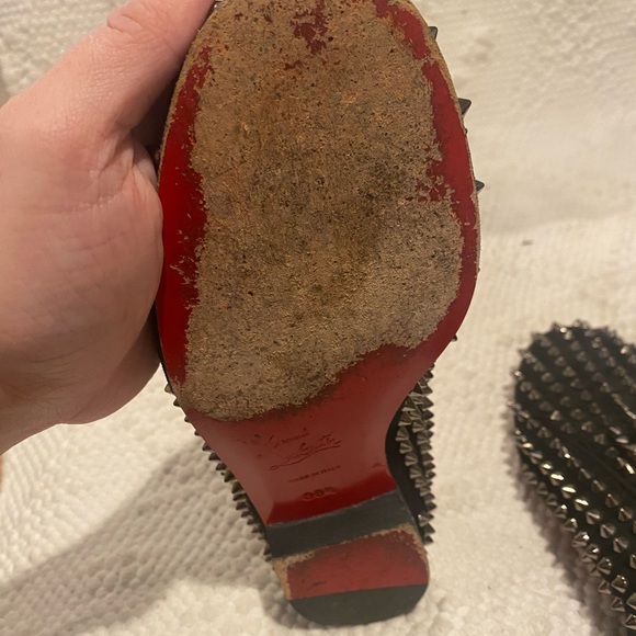 Christian Louboutin Black Spiked Loafers in well loved condition 38.5 - Picture 14 of 16